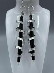 Earrings | 1-Of-A-Kind by Lillie Pearl Black Cylinder Aluminum Strip