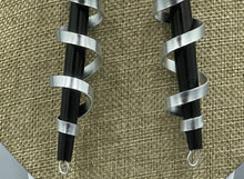 Load image into Gallery viewer, Earrings | 1-Of-A-Kind by Lillie Pearl Black Cylinder Aluminum Strip
