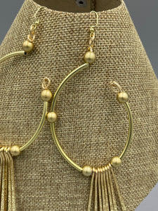 Earrings | 1-Of-A-Kind by Lillie Pearl | Matte Gold Plated Open Oval Hoops