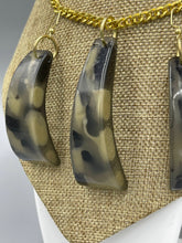 Load image into Gallery viewer, Earring Necklace 2 Pc. Set | Green Fossil Camouflage Chunky Bear Claws
