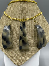 Load image into Gallery viewer, Earring Necklace 2 Pc. Set | Green Fossil Camouflage Chunky Bear Claws
