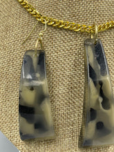 Load image into Gallery viewer, Earring Necklace 2 Pc. Set | Green Fossil Camouflage Chunky Bear Claws
