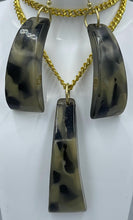 Load image into Gallery viewer, Earring Necklace 2 Pc. Set | Green Fossil Camouflage Chunky Bear Claws
