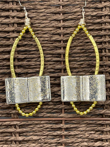 Earrings Speckled Gold Silver Open Book