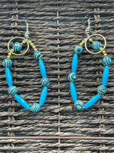 Load image into Gallery viewer, Earrings Turquoise Tumbler &amp; Evil Eye Beads
