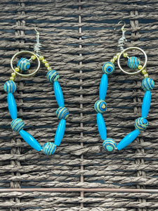 Earrings Turquoise Tumbler & Evil Eye Beads