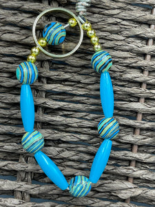 Earrings Turquoise Tumbler & Evil Eye Beads