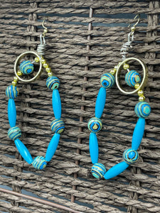 Earrings Turquoise Tumbler & Evil Eye Beads