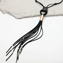 Load image into Gallery viewer, Black Suede Tassel Necklace
