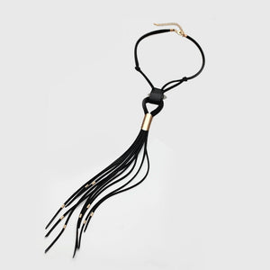 Black Suede Tassel Necklace