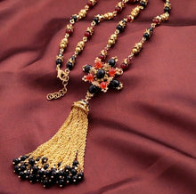 Load image into Gallery viewer, 10K Gold Plated Red &amp; Black Bead Necklace
