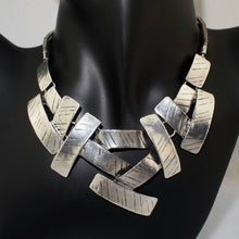 Load image into Gallery viewer, Etched Cross Metal Bib Choker &amp; Snake Chain Link Necklace
