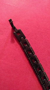 7.7 Inch Black Stainless Steel Wall Pattern Bracelet