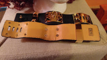 Load image into Gallery viewer, Black Leather Wide Gold Cuff
