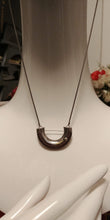 Load image into Gallery viewer, 33.5&quot; Antique Silver Snake Chain Link Wooden Bending Drop Pendant Necklace
