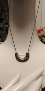 33.5" Antique Silver Snake Chain Link Wooden Bending Drop Pendant Necklace