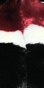 Faux Fur Red, Black & White Shawl Collar