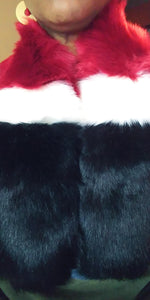 Faux Fur Red, Black & White Shawl Collar