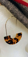 Load image into Gallery viewer, Half Moon Acrylic C-Hook Slide Throughs Gold Plated Earrings
