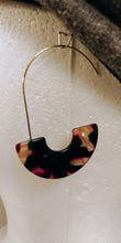 Load image into Gallery viewer, Half Moon Acrylic C-Hook Slide Throughs Gold Plated Earrings
