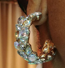 Load image into Gallery viewer, Gold Plated Oversized Aurore Boreale Teardrop Crystals Push Backs
