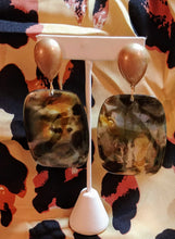 Load image into Gallery viewer, Charcoal Grays &amp; Honey Celluloid Acrylic Disc Dangler Push Backs
