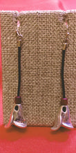 Load image into Gallery viewer, Brown Leather String Ending with Sterling Silver Open Tulip Dangler Earrings
