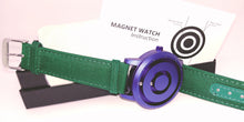 Load image into Gallery viewer, Wristwatch Men&#39;s Magnetic Ball ~ Designer Time Piece ~ Silver, Blue, Or Black Matte Brushed Face ~ Chocolate Or Royal Blue Leather Band Or Green Canvas &amp; Leather Band ~ Quartz Movement  ~ Gift Boxed ~ Cleaning Cloth ~ Instructions
