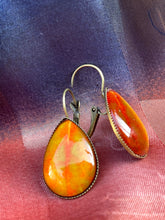 Load image into Gallery viewer, Earrings Sunburst Leaf Fossil Danglers
