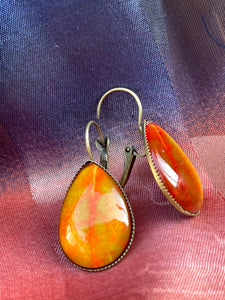 Earrings Sunburst Leaf Fossil Danglers