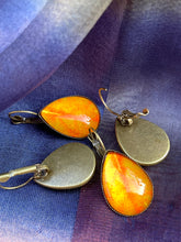 Load image into Gallery viewer, Earrings Sunburst Leaf Fossil Danglers
