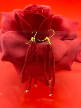 Load image into Gallery viewer, Earrings Natural Red Coral Beaded Tubes
