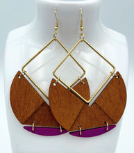 Load image into Gallery viewer, Earrings Oversized Wooden Danglers
