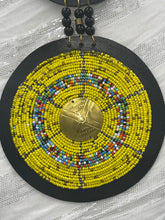 Load image into Gallery viewer, Necklace Masai Yellow Bead Black Leather
