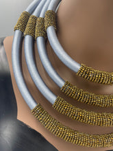 Load image into Gallery viewer, Necklace Earring Bracelet 3 Pc. Set African Beads &amp; Thread
