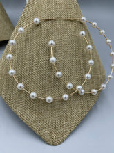 Load image into Gallery viewer, Earrings Open Hoops | Scattered Simulated Pearls
