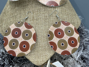 Earrings Natural Polished Wood Ethnic Painted Patterns