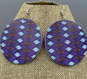 Earrings Natural Polished Wood Ethnic Painted Patterns