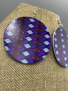 Earrings Natural Polished Wood Ethnic Painted Patterns