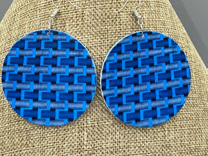 Earrings Natural Polished Wood Ethnic Painted Patterns