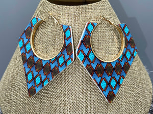 Earrings Natural Polished Wood Ethnic Painted Patterns