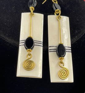 Earrings Bone | Bead | Brass