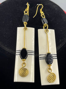 Earrings Bone | Bead | Brass