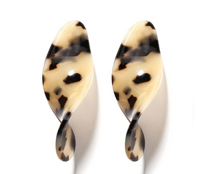 Brown & Tan Celluloid Acrylic Swirl Shaped Push Back Studs