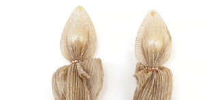 Silky Sheer Fabric Covered Simulated Ivory Pearl  Push Back Studs