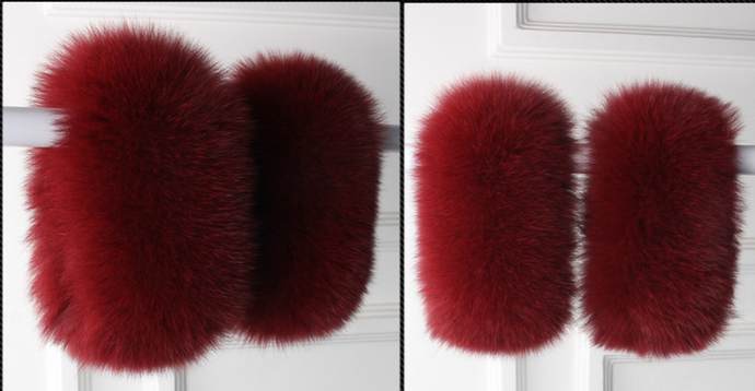 Fox Fur Wine Oversleeve Cuffs (2 pc. Set)