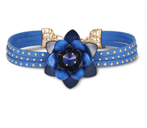 Acrylic Flower Triple Strand Studded Choker