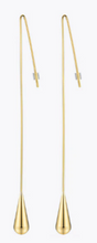 Load image into Gallery viewer, 18K Gold Plated Water Drop 4&quot; Dangles Fish Hook Earrings
