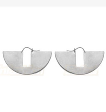 Load image into Gallery viewer, Matte Silver Plated Half Moon Open Hoop Latch Hook Earrings
