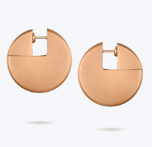 Load image into Gallery viewer, Matte Stainless Steel Filled 30mm Hoops Gliding Slide Push Back Earrings
